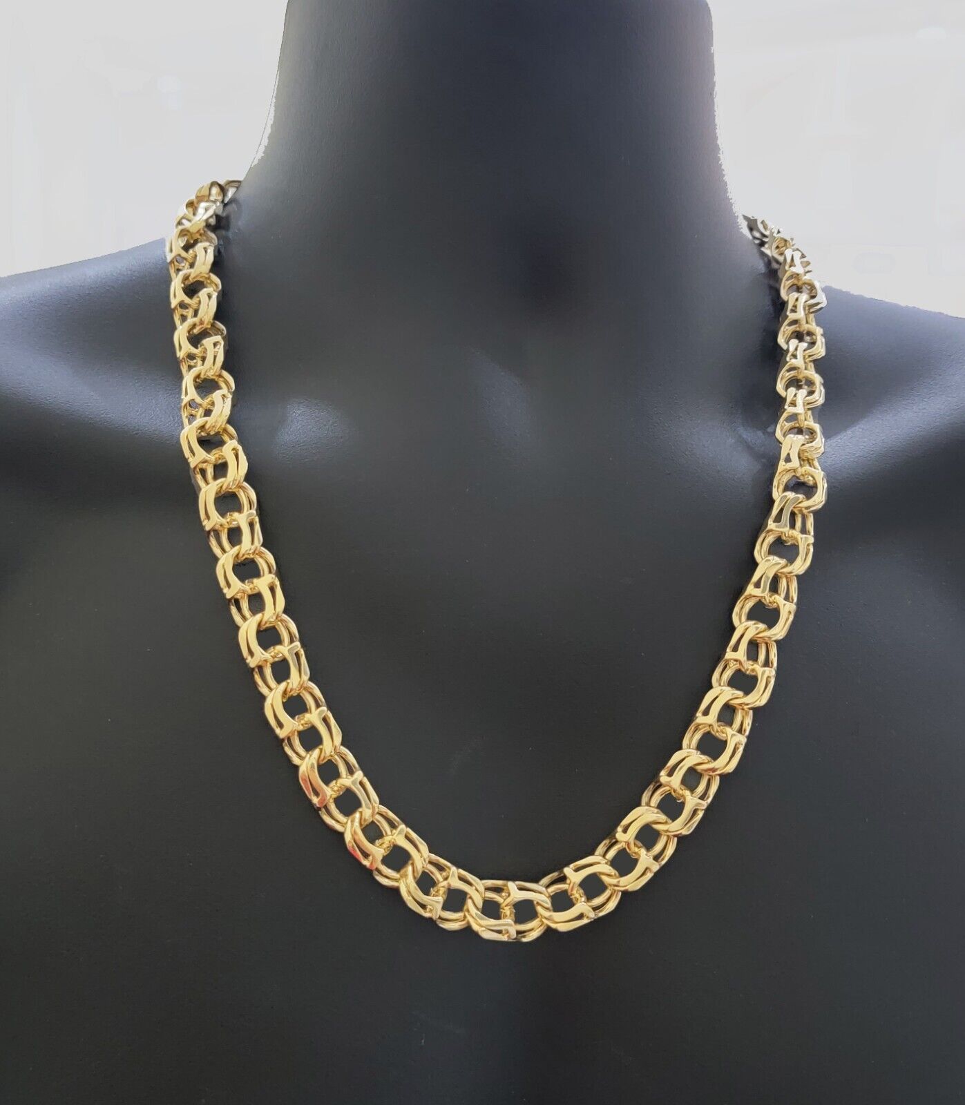 14k Gold Mens Necklace Chino Link Chain 24 Inch REAL 14KT Yellow Gold Real SOLID - GoldenlinQ